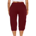 thumbnail image 4 of Pantalons Capri Décontractés pour Femmes Taille Élastique Extensible Longueur 3/4 avec Poches, 4 of 8