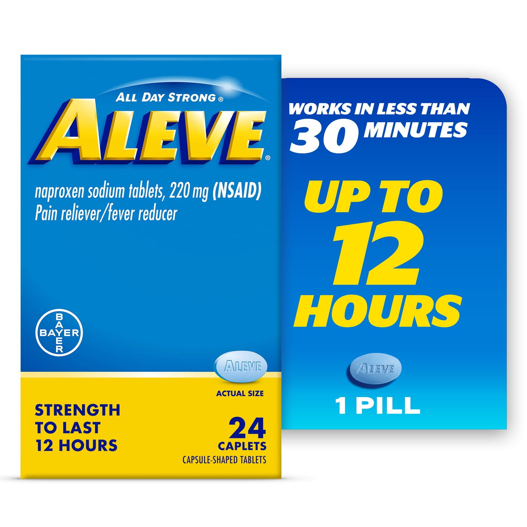 Aleve Caplets Naproxen Sodium Pain Reliever, 24 Count