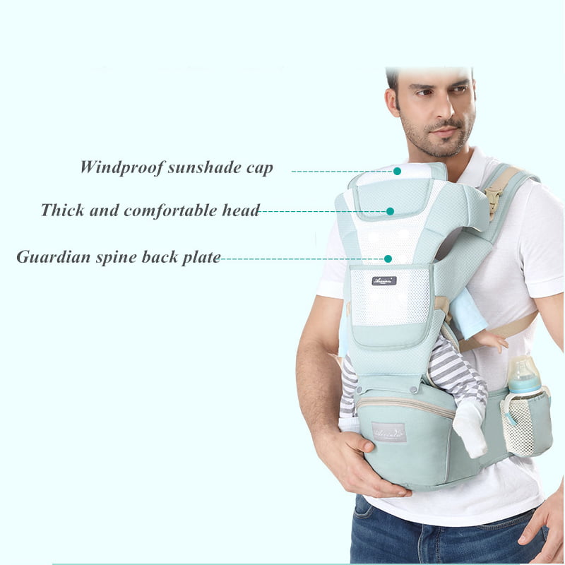 3-in-1 Ergonomic Baby Carrier Infant Kid Baby Hipseat Sling Front Facing Kangaroo Baby Wrap Carrier for Baby Travel 0-36 Months Gray 