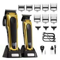 Professional Hair Clipper for Men, Barber Hair Clipper Set, Professional Cordless Hair Clipper with Zero Gap Hair Trimmer Combo with LED Display,9 Premium Guards kit for Men(Gold)