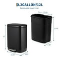 thumbnail image 2 of Roromall 12L Trash Can, with Lid, Step Pedal, Stainless Steel Trash Can with  Automatic Lowering and Soft Closing, Recycling Bin for Kitchen, Bathroom, Office, 2 of 8