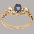 thumbnail image 3 of LBG British Made 10k Rose Gold Ring with Natural Sapphire & Diamond Womens Engagement Ring - 33 size options - Size 7.25, 3 of 9