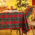 thumbnail image 3 of Red Green Plaid Snowflake Christmas Tablecloth 60x104, Tartan Table Cloth Decorations, Winter Holiday Tablecloths for Rectangle Tables Parties Dining Farmhouse Kitchen Decor, 3 of 6