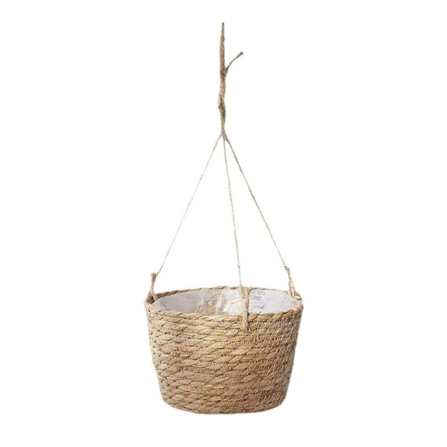 Maceta Colgante para Flores, Hermosa Maceta Tejida con Césped, Maceta Decorativa Versátil para Interiores, Maceta Tejida con Cuerda para El Jardín Del Color pajizo