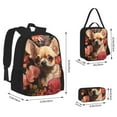 thumbnail image 4 of Naloa Vintage Red Flower Chihuahua Print Large Capacity Backpack Lunch Bag Pencil Case Combination 3 Piece Set for Student, 4 of 8