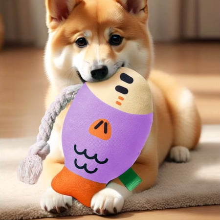 Gqtwoy Dog Toy Sound Fish Doll Durable Fabric Chew Toy Interactive Small Medium Dogs Pet Supplies for Grinding Teeth and Relieving Anxiety Washable for Easy Cleaning