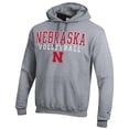 thumbnail image 2 of Men's Champion Heather Gray Nebraska Huskers Stack Logo Volleyball Powerblend Pullover Hoodie, 2 of 3