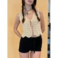 thumbnail image 6 of Michellecmm Women's Summer Knit Tank Tops Solid Color Sleeveless V-Neck Tie Front Slim Crochet Vest, 6 of 9