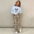 thumbnail image 5 of Amidoa Girls Sweatsuits 2pcs Sets Casual Fall Winter Clothes Cute Fleece Floral Print Sweatshirt and Slightly Flared Sweatpants Back to School Outfits Blue Size 9-10 Years, 5 of 7