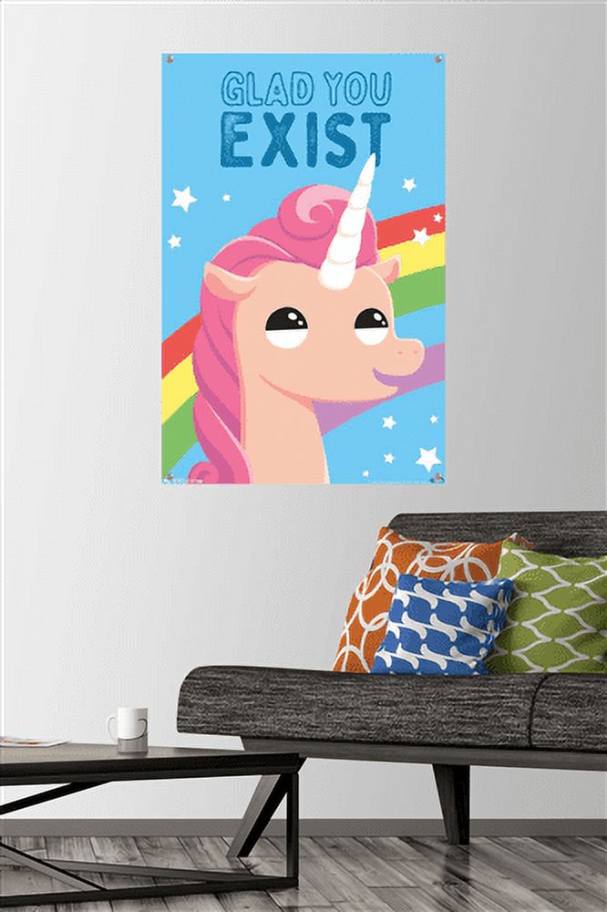Glad You Exist Wall Poster with Push Pins, 22.375" x 34"