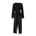 thumbnail image 4 of Long Sleeve Jumpsuits for Women Dressy Formal Wrapped Deep V Neck One Piece Romper Wedding Guest Jumpsuit Elegant, 4 of 7
