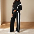thumbnail image 5 of Wenini Women's 2 Piece Tracksuit Set Long Sleeve Zip up Short Top with Wide Leg Pants Color Blocking Sportswear Outfit, 5 of 7