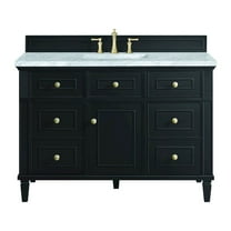 James Martin Vanities 48" Single Vanity, Black Onyx w/ 3 CM Carrara White Marble Top