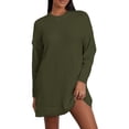 thumbnail image 1 of Faithtur Pull Tricoté Automne Hiver pour Femmes Couleur Unie Manches Longues Col Rond Long Tricoté, 1 of 9