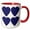 Red/White, variant on 3drose, Four Big Blue Contemporary Dot Patterned Hearts, 11oz Magic Transforming Mug