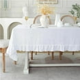 thumbnail image 1 of Retro Ruffle Tablecloth Cotton Washable Table Cover Tablecloths for Rectangle Table Baby Shower Kitchen Party Wedding Decor, 1 of 4
