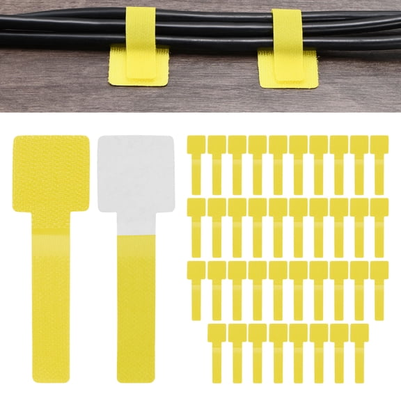 Uxcell 40-Pack Hook and Loop Cable Ties, 3.5 x 1.1 Inch Enhanced Self-Adhesive Cord Organizer for Desk [Yellow]