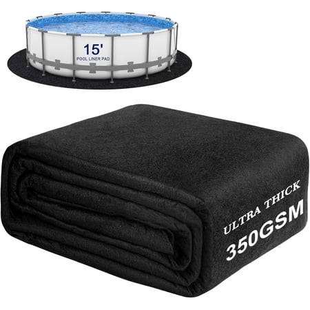 350G/M² Thicker Pool Liner Pad for Above Ground Swimming Pools,15 Ft Round Under Pool Padding, Durable Geotextile Material, Double Density Puncture Resistant, Extend Liner Life,Mats for Pool Bottom