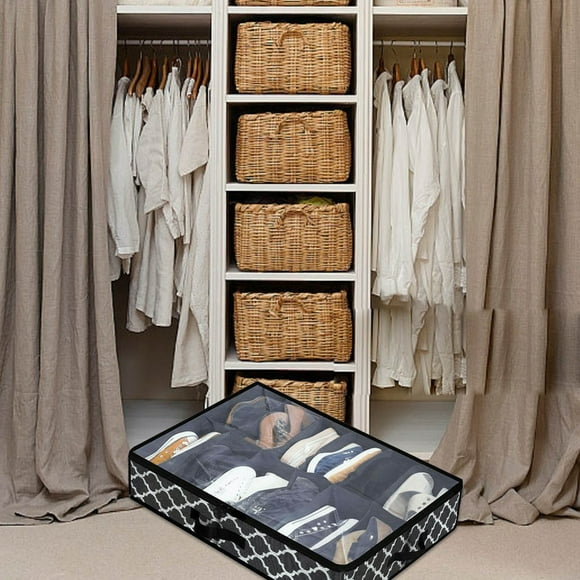 Rangement de Chaussures sous le Lit pour Chambre, Organisateur Pliable avec Couvercle pour une Visibilité Facile et Boîtes de Rangement Robustes pour le Rangement de Textiles de Maison