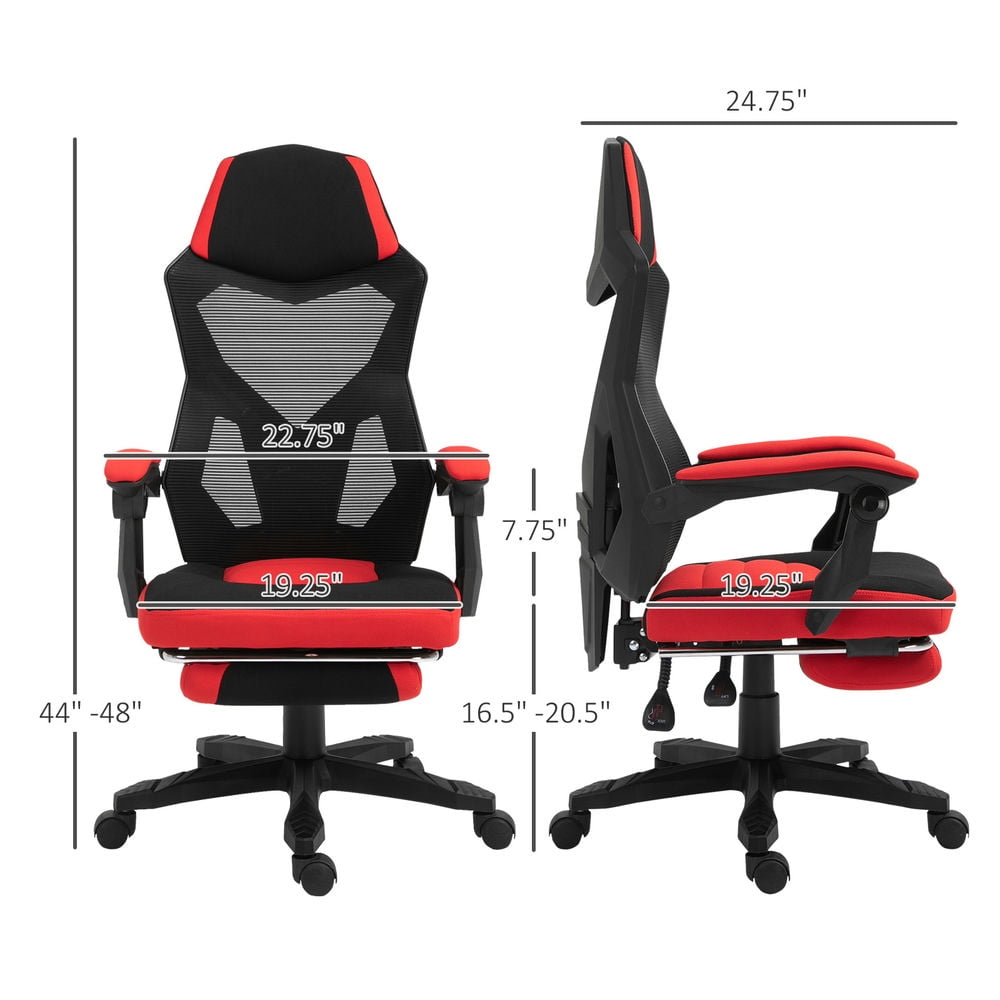 Demi Bonn Office Chair with Footrest, Ergonomic High Back Design Executive Computer Desk Chair, Mesh Back, for Home Work Comfort, Red