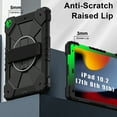 thumbnail image 5 of Shockproof Case for Apple iPad 9th 8th 7th Generation 10.2", Hybrid Rugged Shockproof Rotating Kickstand Hand Strap Detachable Shoulder Strap Kids Friendly Cover for iPad 10.2" 2021/2020/2019,Black, 5 of 8