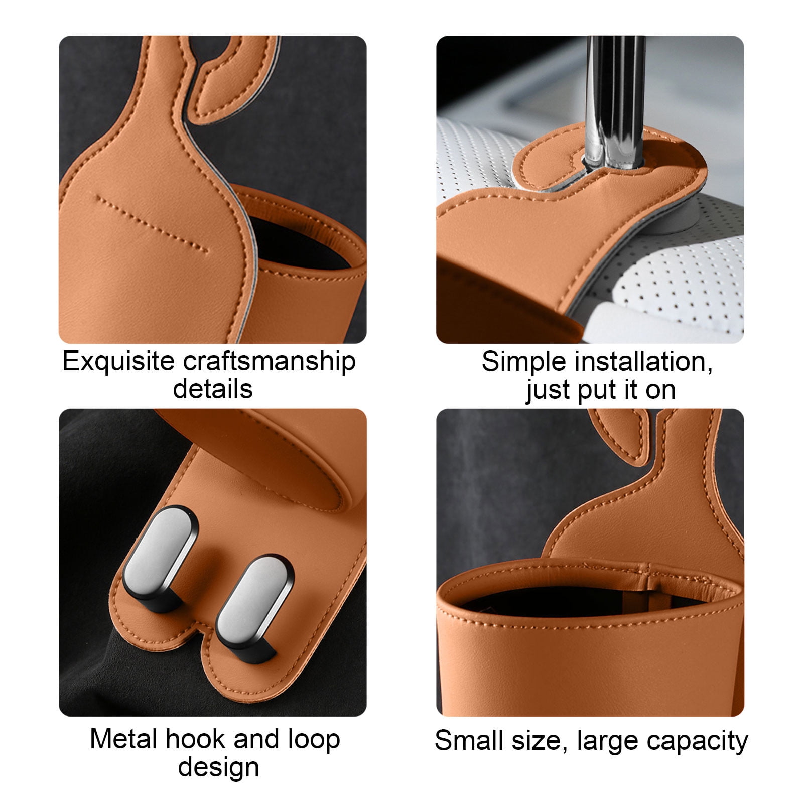 FEOLGEHLY Universal Car Accessories Kit - Durable Multi-Function Car Seat Back Organizer with Cup Holder and Storage Pockets, Easy Installation, High Quality, Brown