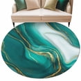 thumbnail image 2 of Round Area Rug 8 Ft, Teal Marble Washable Non-Slip Circle Carpet for Living Room/Bedroom, Modern Gradient Abstract Gold Fluid Art Collection Low-Profile Large Area Rugs for Indoor, 2 of 7