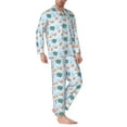 thumbnail image 2 of Sikiie Turtles And Goldfish Mens Pajama Set, Soft Warm Long Sleeve Sleepwear, Cozy Button-Down Pjs for Men-X-Large, 2 of 7