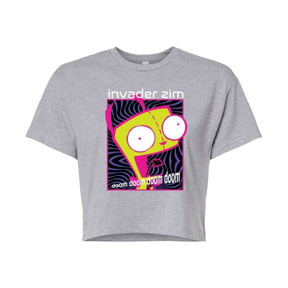 Invader ZIM - GIR - Doom Doom Doom - Juniors Cropped Cotton Blend T-Shirt
