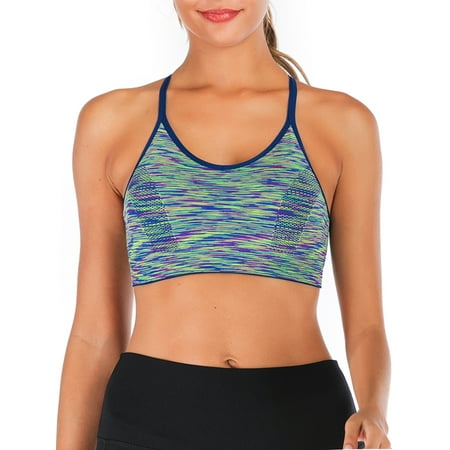 

SAYFUT Junior s Seamless Strappy Padded Sports Bras for Women Yoga Gym Workout Fitness
