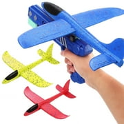 ZIOBLW Foam Glider Catapult Plane Toy for Kids, 3 Pack Airplane Launcher Toys with 2 Flight Modes, Outdoor Flying Toys Birthday Gifts for Boys Girls