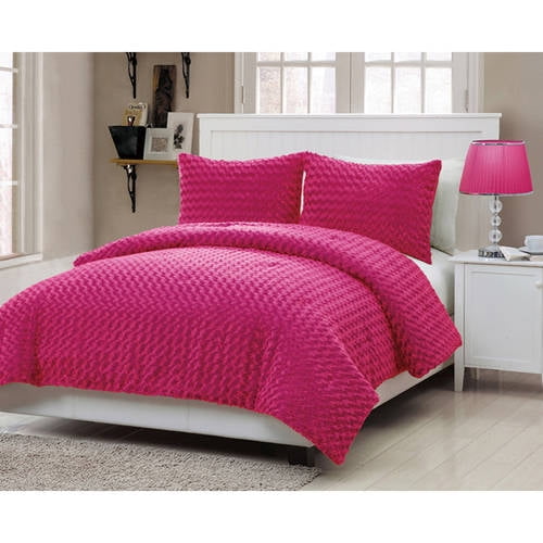VCNY Home Pink Fur Bedding Comforter Set - Walmart.com ...