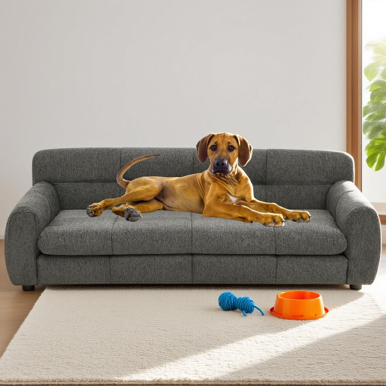 Jakoola 51" Extra-Large Pet Bed Couch, Big Dog Sofa for Large and Oversized Dogs, 43.5" Seat Width, Dark Gray