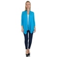thumbnail image 5 of Simply Ravishing Women's Basic Assymetrical 3/4 Sleeve Open Drape Cardigan, 1X, Baby Blue, 5 of 5