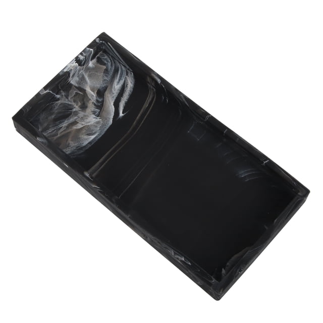 Bandeja de almacenamiento de silicona, llavero inastillable, anilla para dedo, encimera, fregadero, tocador, dispensador de jabón, bandeja para baño, veteado, negro