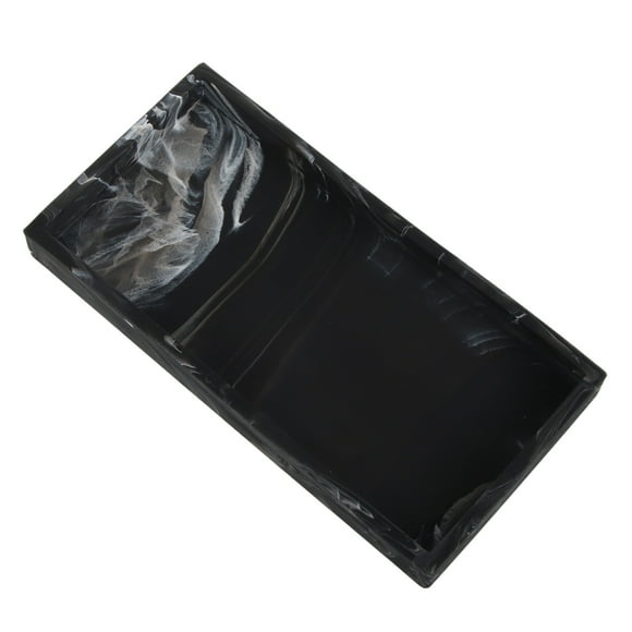 Silicone Storage Tray Shatterproof Key Finger Ring Countertop Sink Vanity Soap Dispenser Tray for Bathroom Marbling Black