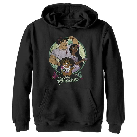 Boy's Encanto Mirabel, Isabela & Luisa Magical Sisters  Pull Over Hoodie Black Large