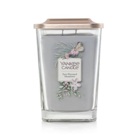 Yankee Candle Sunwarmed Meadow Elevation Collection with Platform Lid - Large 2-Wick Square Candle
