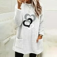 thumbnail image 2 of Long Sleeve Blouses Women Plus Size Athletic Tops Women Round Neck Winter Print Pocket Warm Long Sleeve Sweatshirt, 2 of 4