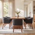 thumbnail image 4 of Guyou Modern Upholstered Dining Chairs Set of 2, Farmhouse Linen Kitchen & Dining Room Chairs with Armrests, 18" W Wooden Barrel Accent Chair Armchair for Dining Room Living Room Bedroom, Charcoal, 4 of 15