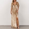 thumbnail image 1 of SMihono Robe d'Été Bohème pour Femmes Grande Taille Mode Décontractée Printemps et Été Fendue Col en V Manches Courtes, 1 of 6