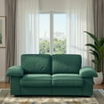thumbnail image 2 of Newest 78.74" Green Faux Leather Sofa with Hidden Storage - 2-Seater Loveseat for Small Apartments, Space-Saving Compact Design, 2 of 24