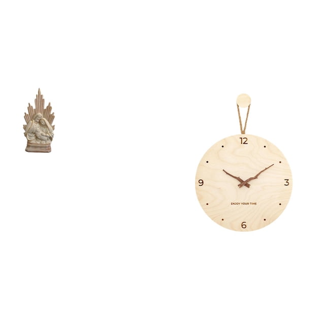 Estatua católica,Colección de figuritas de la Sagrada Familia,Escultura católica de la Santísima Virgen María,Reloj de pared,Reloj de pared decorativo para sala de estar,silencioso