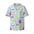 thumbnail image 2 of Lsque Happy Easter print Men's Cuban Collar Short Sleeve Shirt Summer Beachwear Casual Button Down Fashionable Vacation Leisure Shirt-4X-Large, 2 of 7
