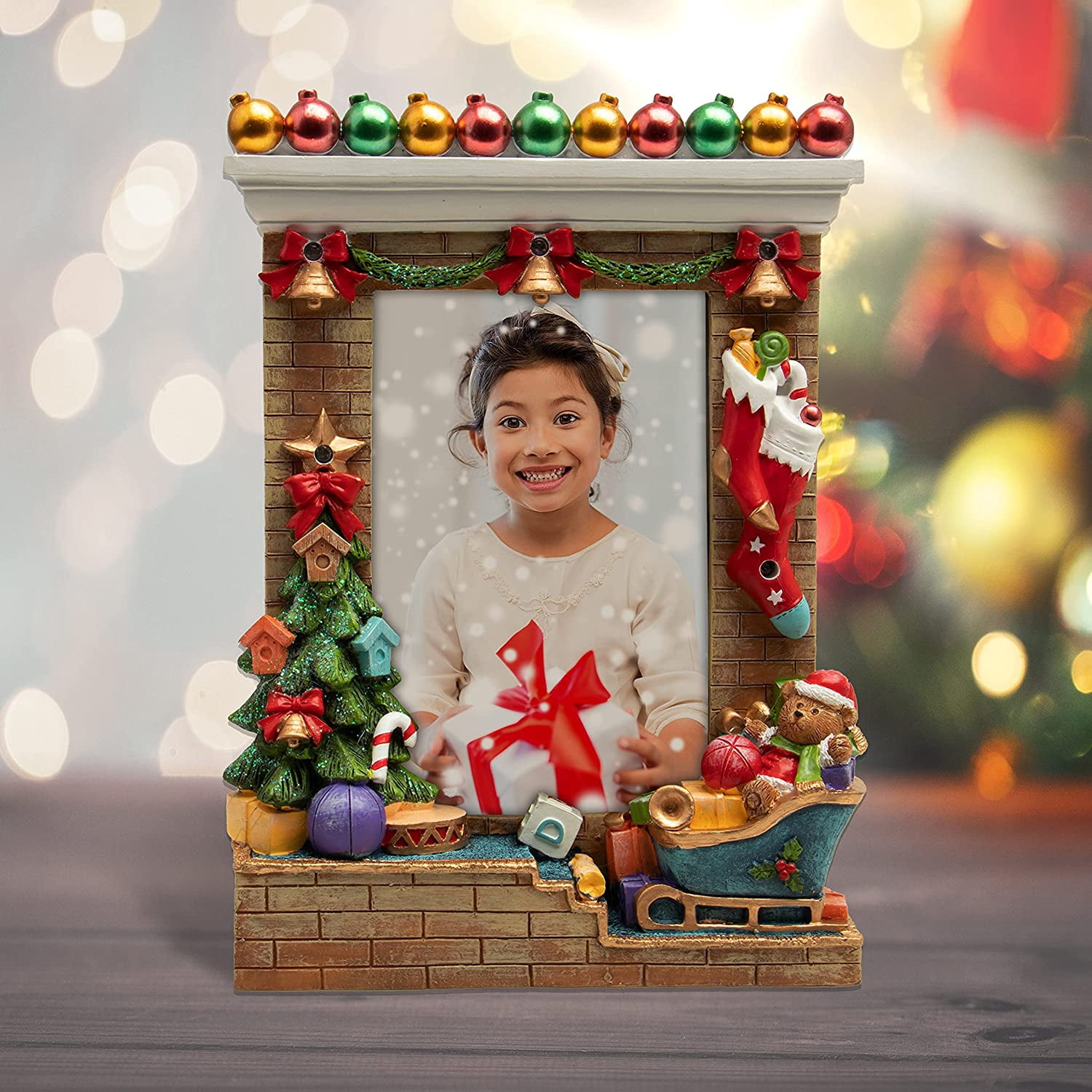 Fine Photo Gifts Light up 4x6 Christmas Ornament Resin Picture Frame