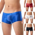 thumbnail image 5 of zeranth Men Boxer Underwear Low-rise U Convex Bag Briefs Glossy Silky Transparent Solid Color Boxer Briefs Smooth Thin Sports Panties, 5 of 7