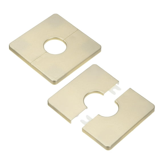 2-Pack Wall Split Flange, for 1 Inch/25mm OD Pipe ABS Escutcheon Plate Square Plumbing Cover Plates [Gold Tone]