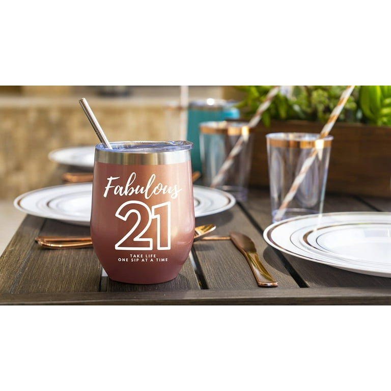 12oz Stainless Steel Tumbler 2oz Shot Glass Happy 21st Birthday