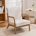 thumbnail image 6 of Mid Century Modern Accent Chair, Arm Chair Living Room Chairs with Lumbar Pillow Upholstered Lounge Reading Chair with Solid Wood Frame & Corduroy Fabrics for Living Room Bedroom (Beige), 6 of 6