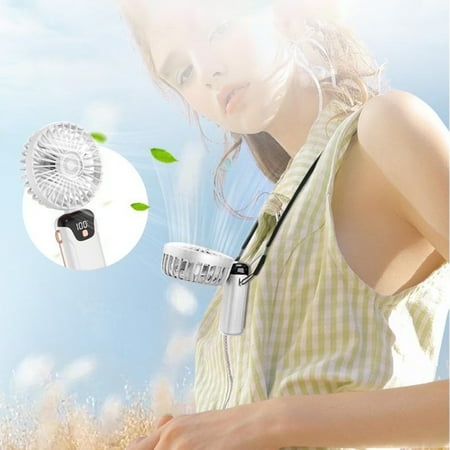

Seebayas Digital Display Portable Fan with Stand Base USB Rechargeable Fan 5 Speed Neck Mount Ideal for Travel Home Office and Bedroom Use Neck Fan Clearance Home&Holiday Accessories